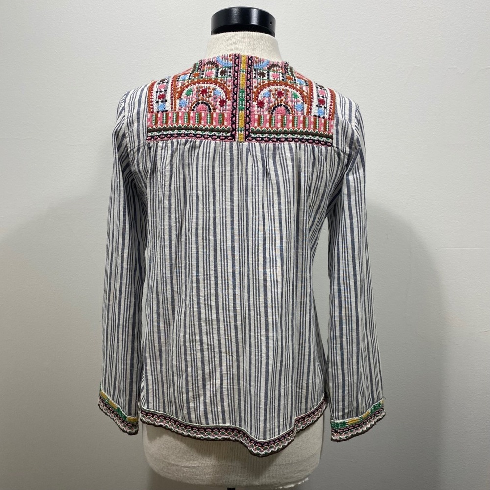 Raga Embroidered Open Front Striped Tassel Cardigan‎ Top Boho Bohemian - Picture 4 of 9